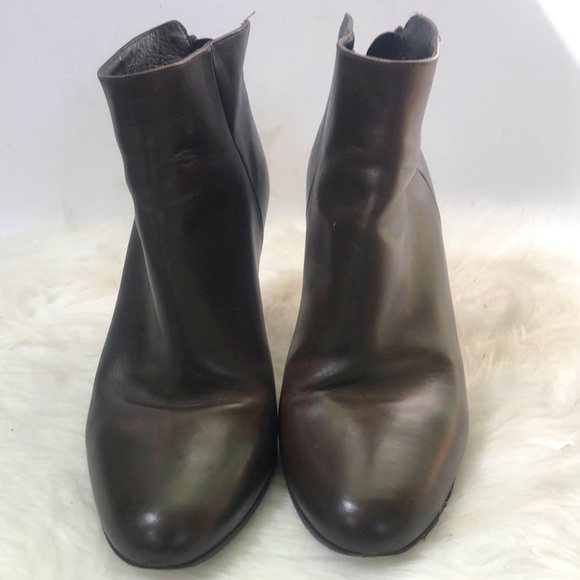 Prada Women's Brown Leather Ankle Booties Size 38.5 w/ COA